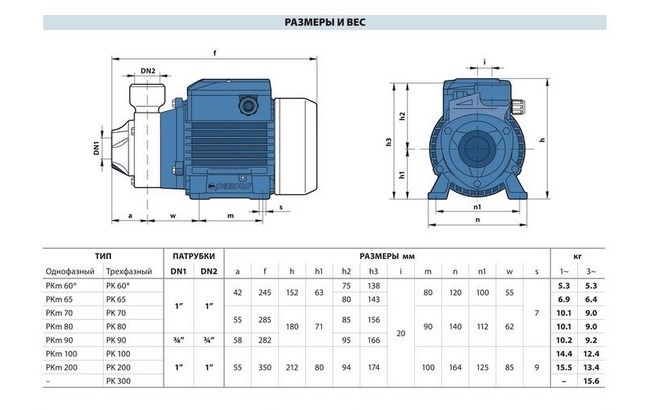 Насос PKm, PK - 60, 65, 70, 80, 90, 100, 200, 300 Насос PKm, PK - 60, 65, 70, 80, 90, 100, 200, 300